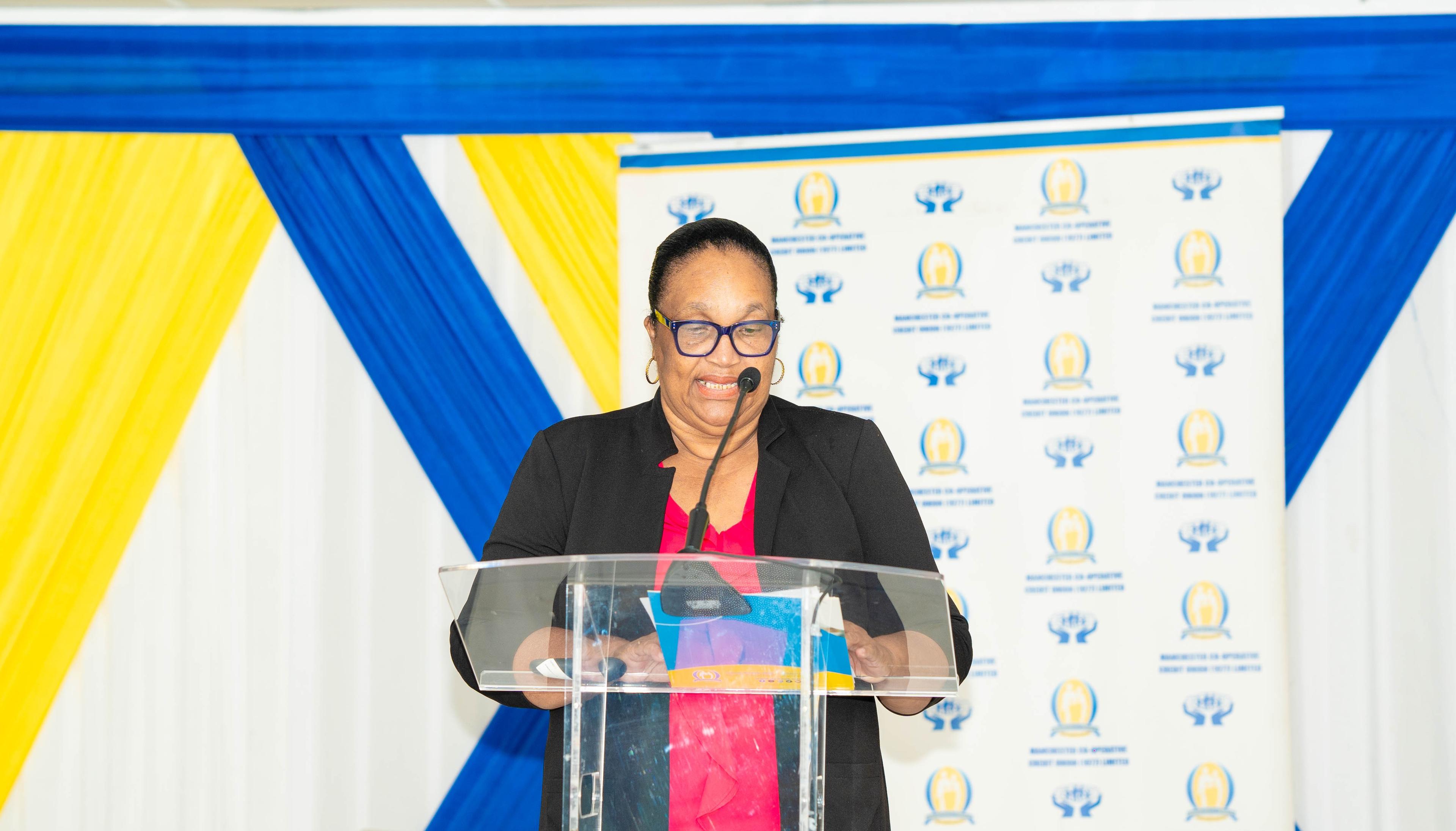 Mrs. Paulette Stephenson-Taylor speaking at the Special General Meeting