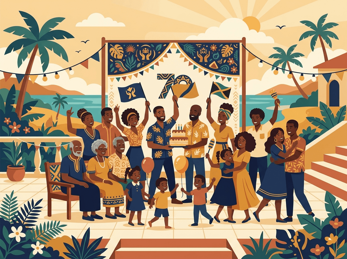 Illustration celebrating 70 years of community
